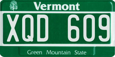 VT license plate XQD609