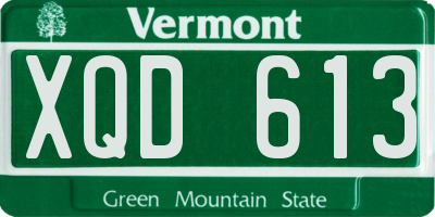 VT license plate XQD613