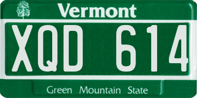 VT license plate XQD614