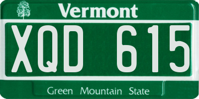 VT license plate XQD615