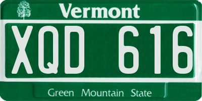 VT license plate XQD616