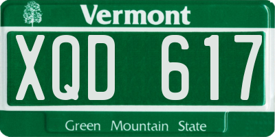 VT license plate XQD617