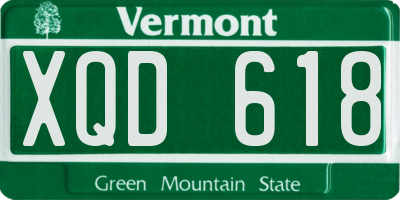VT license plate XQD618
