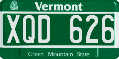 VT license plate XQD626