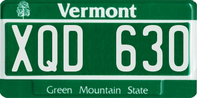 VT license plate XQD630