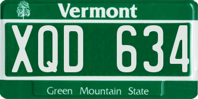 VT license plate XQD634
