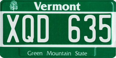 VT license plate XQD635