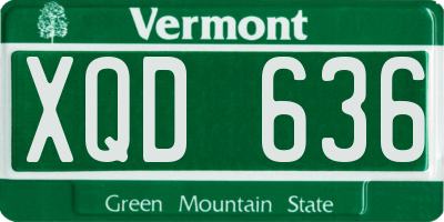 VT license plate XQD636
