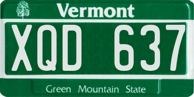 VT license plate XQD637