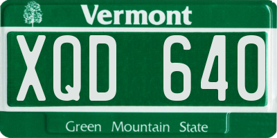 VT license plate XQD640