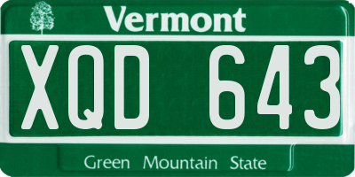 VT license plate XQD643