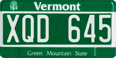 VT license plate XQD645