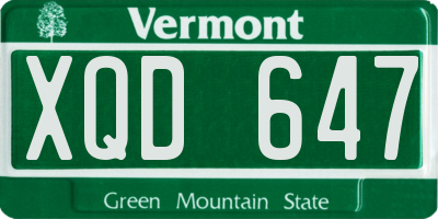 VT license plate XQD647