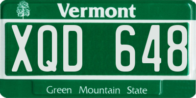 VT license plate XQD648