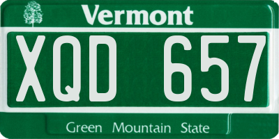 VT license plate XQD657