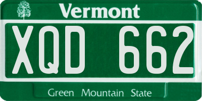 VT license plate XQD662