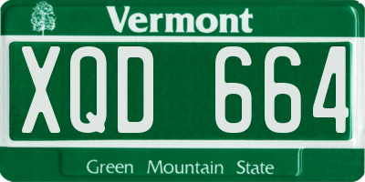VT license plate XQD664