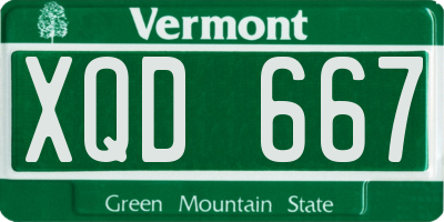 VT license plate XQD667