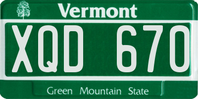 VT license plate XQD670