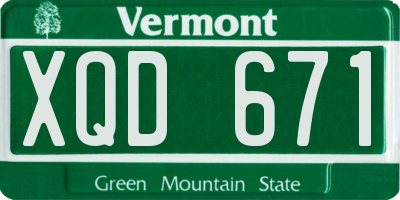 VT license plate XQD671