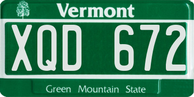 VT license plate XQD672