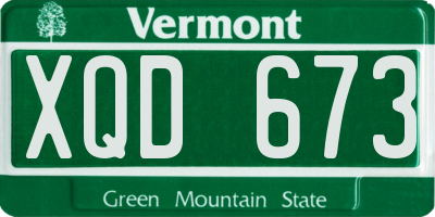VT license plate XQD673