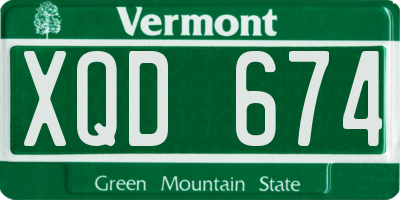 VT license plate XQD674