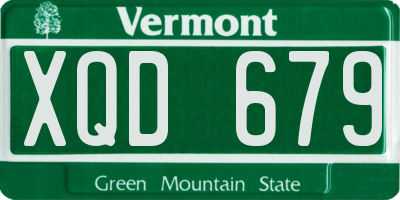 VT license plate XQD679