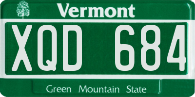 VT license plate XQD684