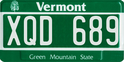 VT license plate XQD689
