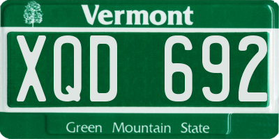 VT license plate XQD692