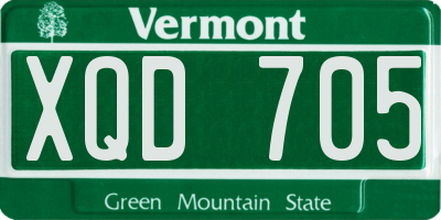 VT license plate XQD705