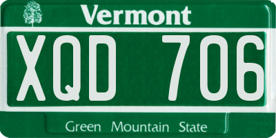 VT license plate XQD706