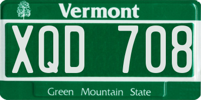 VT license plate XQD708