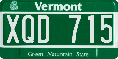 VT license plate XQD715