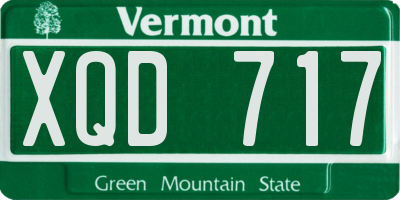 VT license plate XQD717