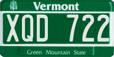 VT license plate XQD722