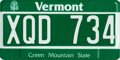 VT license plate XQD734