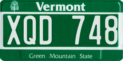 VT license plate XQD748