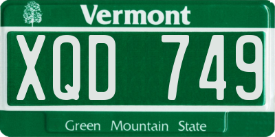 VT license plate XQD749