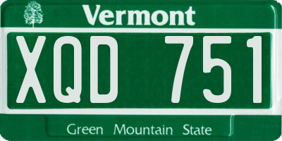 VT license plate XQD751