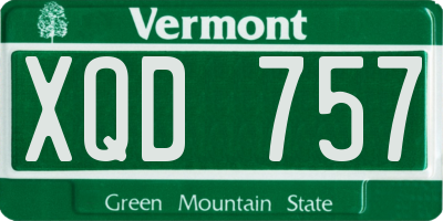 VT license plate XQD757