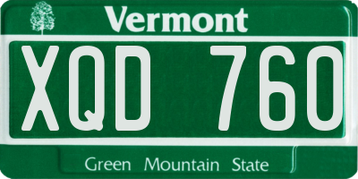 VT license plate XQD760