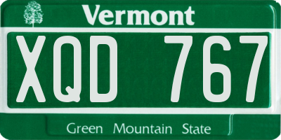 VT license plate XQD767