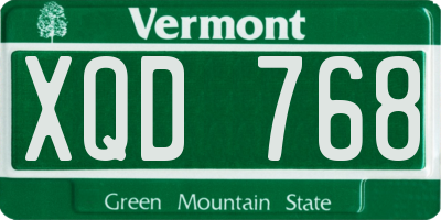VT license plate XQD768
