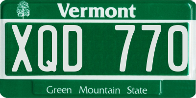 VT license plate XQD770