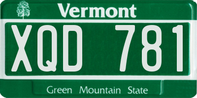VT license plate XQD781