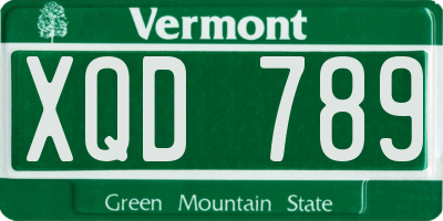 VT license plate XQD789