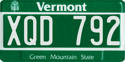 VT license plate XQD792