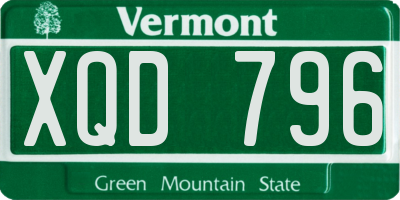 VT license plate XQD796